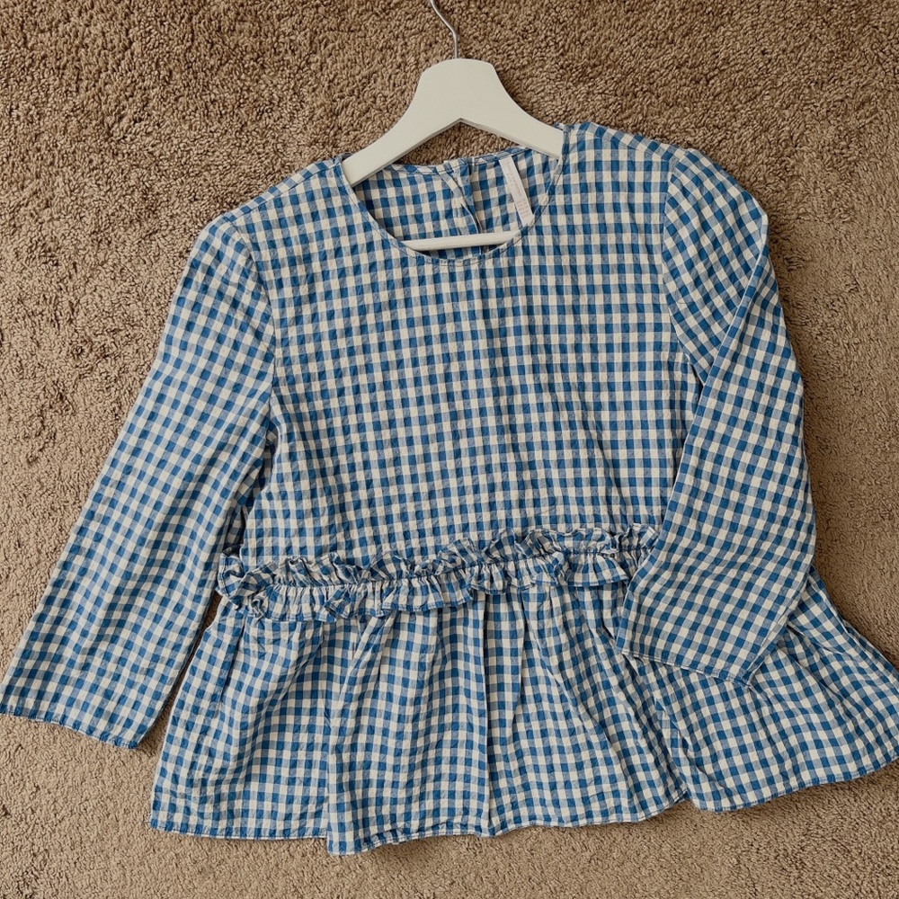 Zara Gingham with Ruffles Short Top